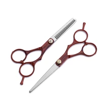 professional 6 0 inch red hair scissors cutting barber tools thinning scissor shears salon hairdressing scissors