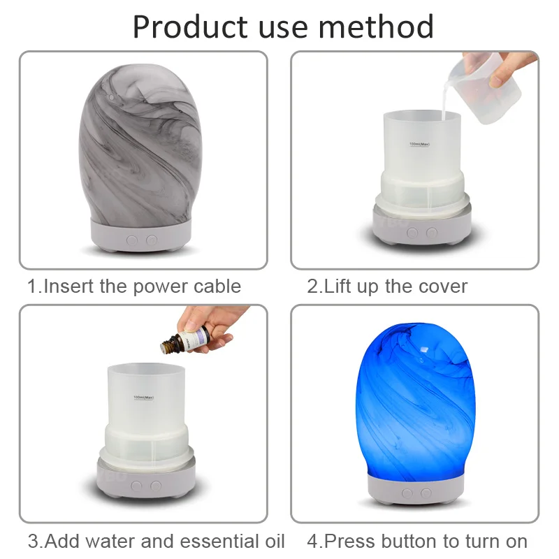 

100ML Aromatherapy Ultrasonic Essential Oil Diffuser Glass Aroma Diffuser for Essential Oils Cool Mist Humidifier Home Office