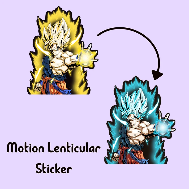 

Goku Motion Sticker Anime DBZ Lenticular Sticker Waterproof Decals for Cars,Laptop, Refrigerator, Etc