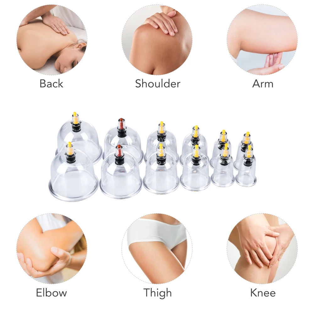 

Electric Vacuum Suction Cupping 12Pcs Guasha Chinese Medical Therapy Pull Out Cans Body Massage Suction Cups Set Anti Cellulite