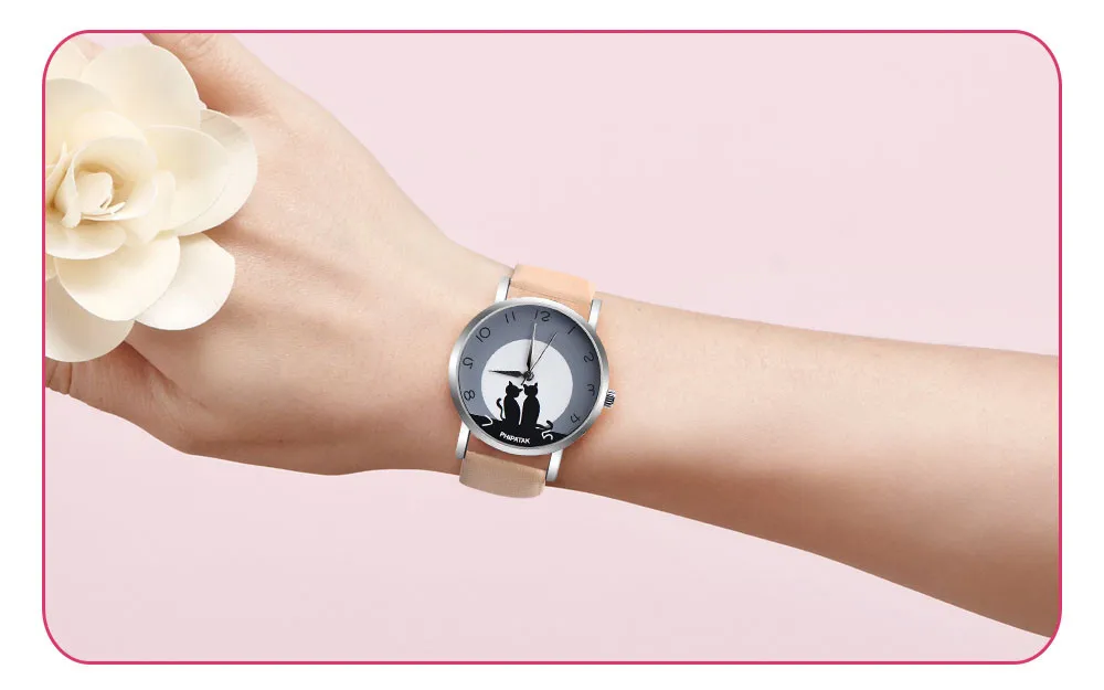 

Womens Cute Cat Round Quartz Wristwatches Digital Wrist Watch For Girls Smart Watches Android Watch For Women 2021 Zegarek