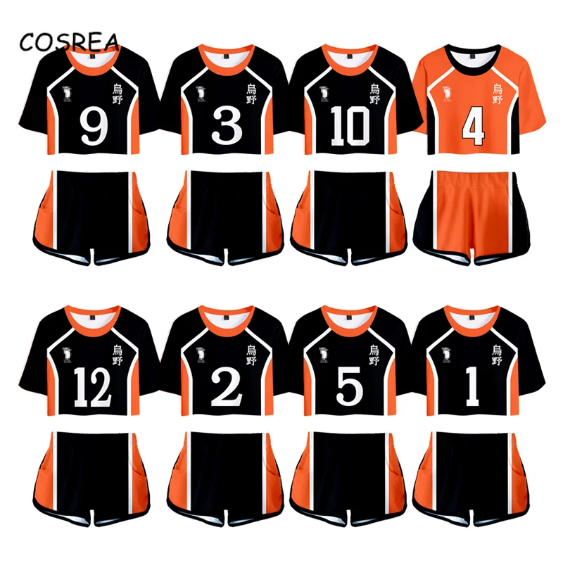 

Костюм с коротким рукавом Haikyuu! Молодежная уличная одежда, летняя футболка для взрослых, шорты Sawamura Daichi Hinata Shoyo, футболка для косплея 3D