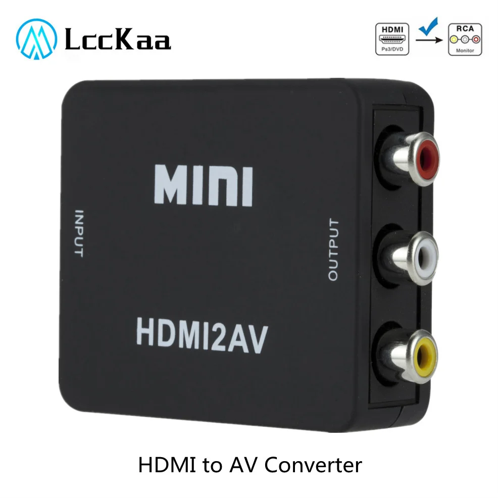 Адаптер скалера LccKaa HDMI совместимый с AV преобразователь HD-видео HDMI-совместимый RCA