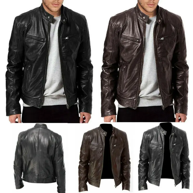 Мужская куртка из искусственной кожи облегающие байкерские куртки пальто весна