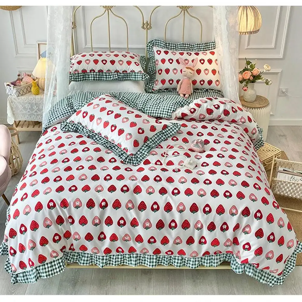 

Korean style lace cute duvet cover bedding princess style warm skin-friendly bed linen