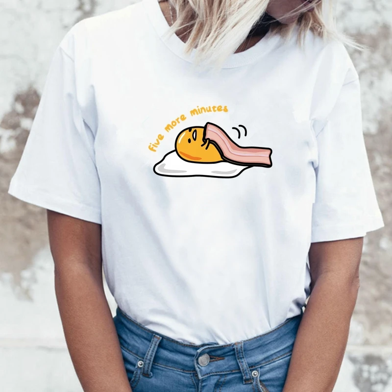 Японская забавная футболка Harajuku Gudetama Lazy Egg Yolk, мужская хлопковая футболка Kawaii с мультяшным принтом, новинка, женская футболка, топы