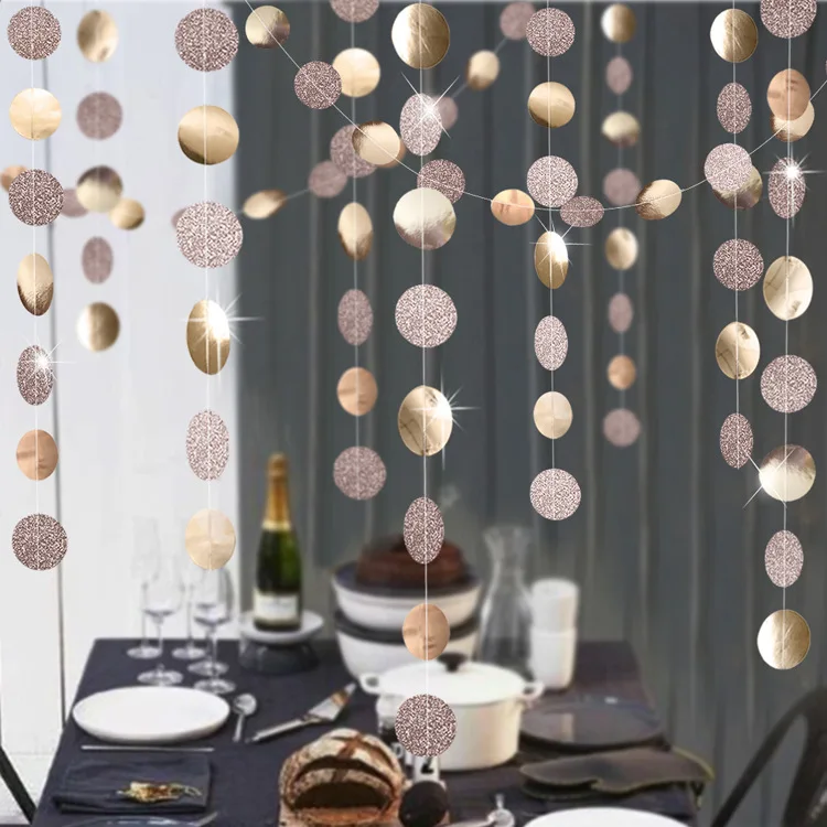 

57Pcs/set 4m Twinkle Glitter Round Paper Garland Banner Birthday Party Bunting Wedding Baby Shower Christmas Festival Supplies