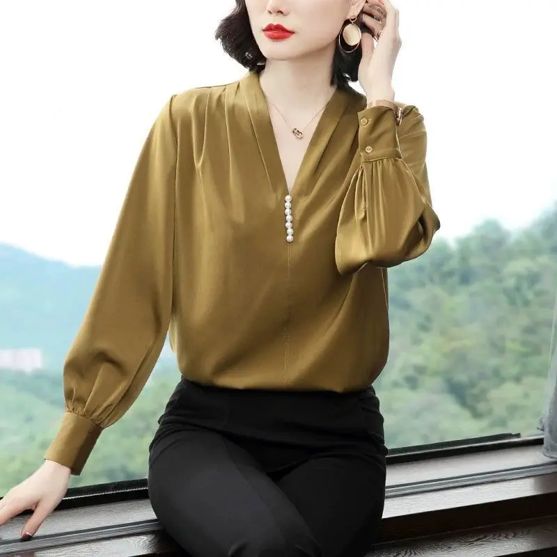 

Large size long sleeve women's autumn thin 2021 new women's Fashion Top Blouse autumn