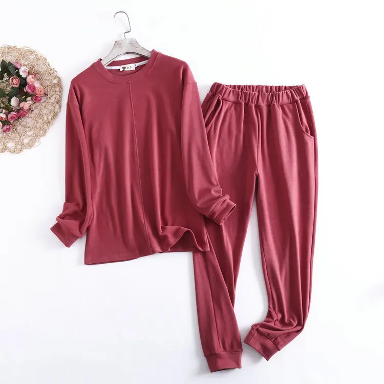 Fdfklak Derong Velvet Keep Warm Loungewear Women's Set Pyjamas Mujer 2021 Autumn Winter New Long Sleeve Trousers Pajamas