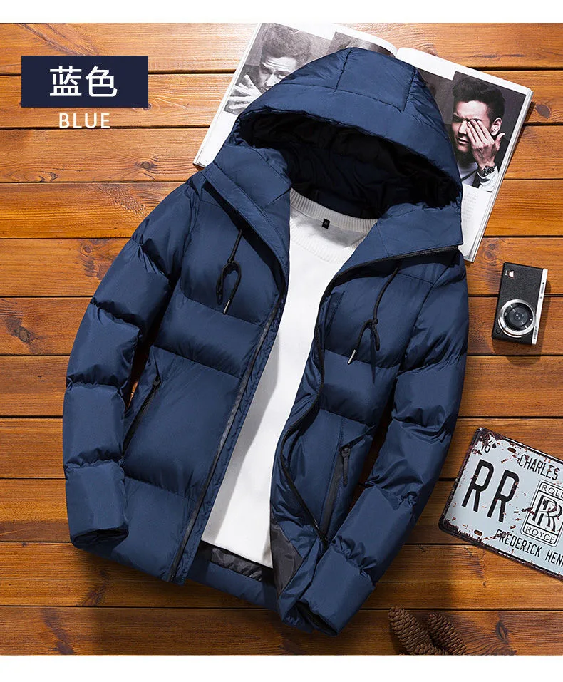 2021 men's winter solid color men's cotton coat thick coat winter new cotton coat short cotton coat men 2021 men's w