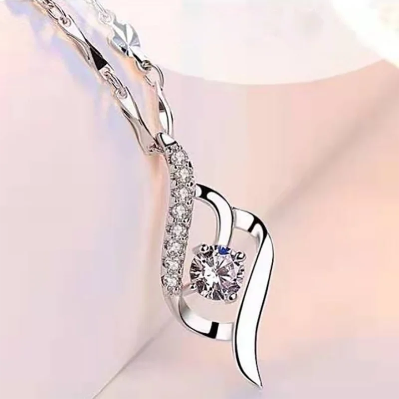 

Trendy Silver Color Inlaid White Round Zircon Crystal Geometric Pendant Necklace for Girl Women Party Wedding Jewelry