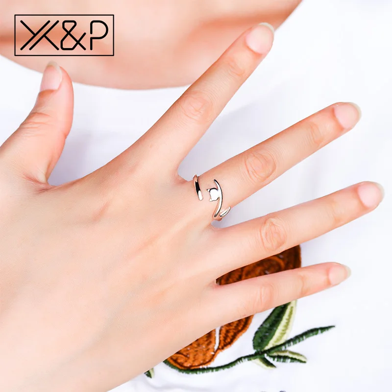 X& P простые модные регулируемые серебряные кольца с длинным хвостом в виде кота, милые кольца в виде животных для женщин, свадебные вечерние кольца для помолвки, ювелирные изделия для женщин