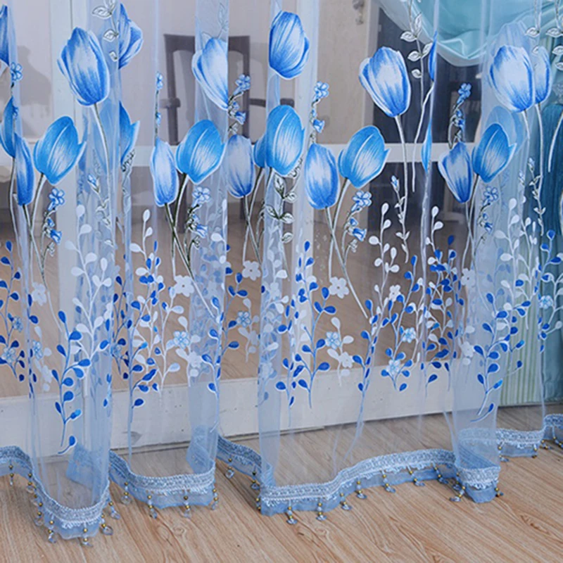 Тюльпан цветок вуаль занавеска драпировка для комнаты прозрачная домашняя дверь