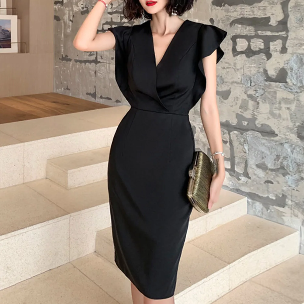 2020 женское летнее платье в Корейском стиле Японии с v образным вырезом рукавом