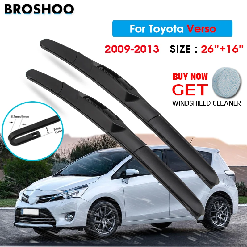 

Car Wiper Blade For Toyota Verso 26"+16" 2009-2013 Auto Windscreen Windshield Wipers Blades Window Wash Fit U Hook Arms