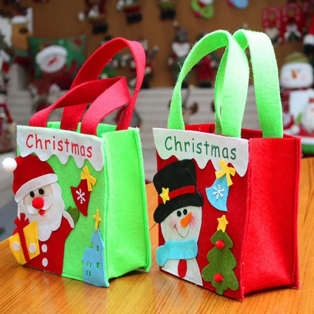 1PC Christmas Decorative Storage Bag Snowman Santa Claus with Handle for Candy Apple Large Bags Supplies | Дом и сад