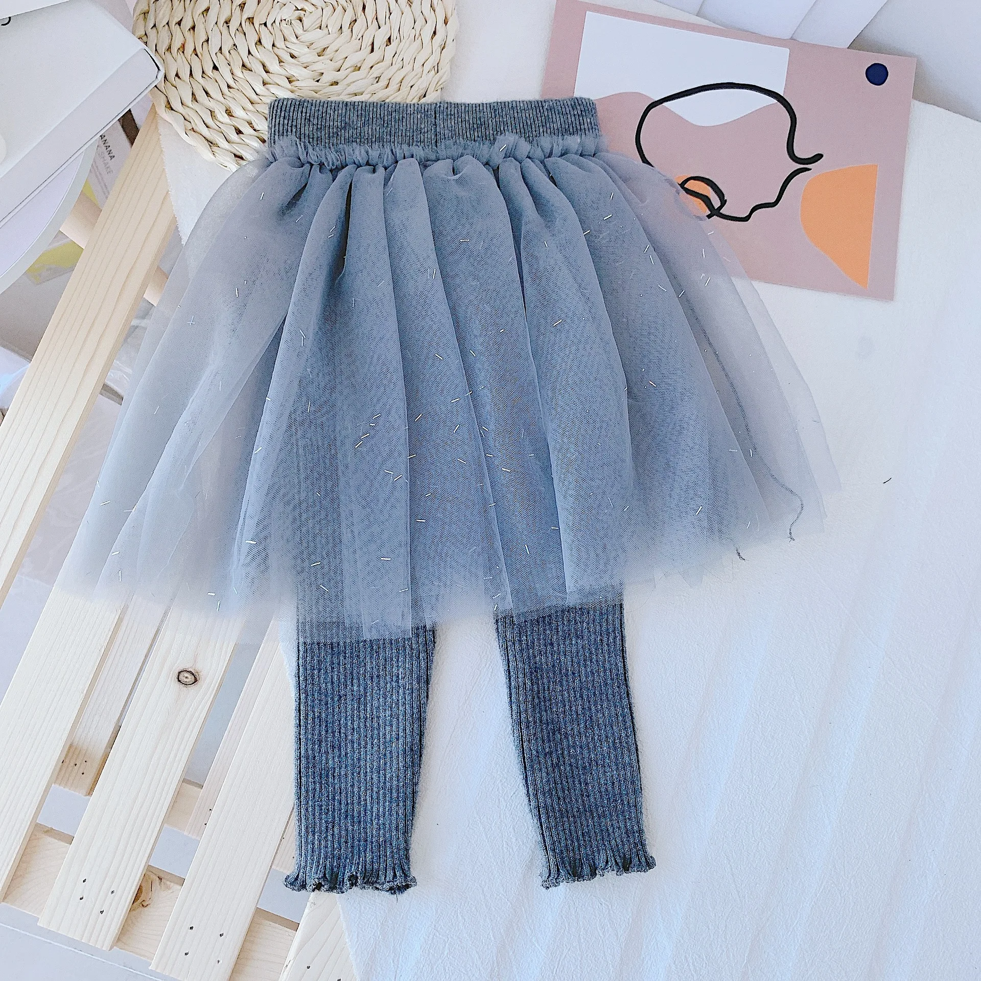1-4 Y Baby Girls Culottes Fashion Net Yarn Sequins Skirt Knitted Wool Pants for Girl Kids Cute Korean Leggings Toddler Trousers | Детская