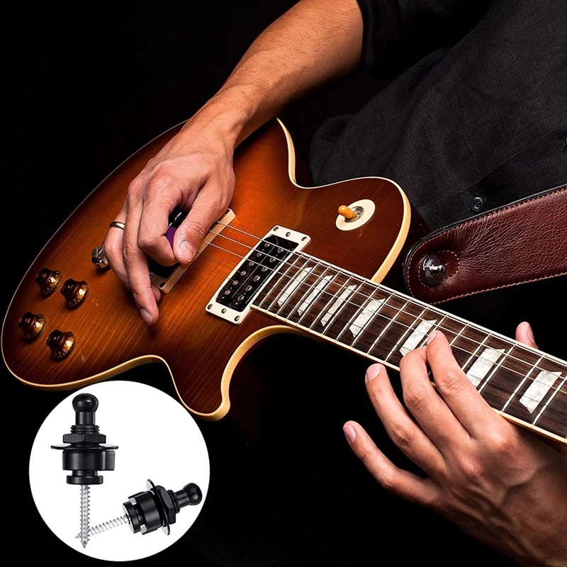 

4 Pcs Guitar Strap Lock Security Straplocks Buttons Guitar Strap Retainer System for Electric, Bass and Acoustic Guitars