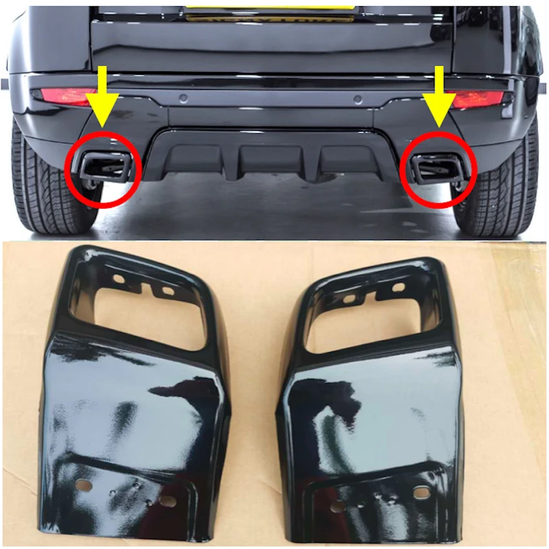 

Gloss Black Rear Bumper Exhaust Tube Tips For Range Rover Evoque Dynamic 2012-2018 Pair of 2 Left and Right