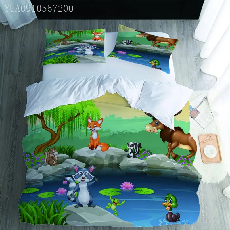 

Fairy Tales Bedding Set Cartoon Animal Single Double Queen King Size Duvet Cover Children Bedroom Comforter Bedding Sets