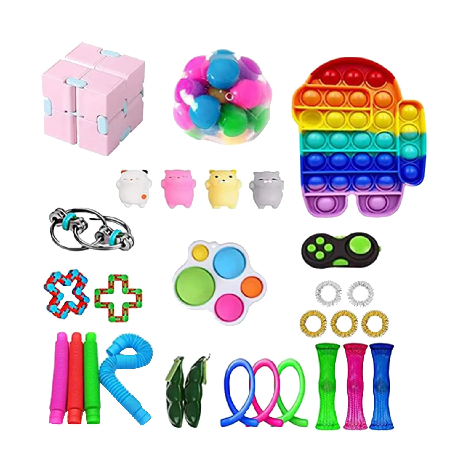 

Fidget Toys Sensory Toy Set Antistress Relief Autism Anxiety Anti-Stress Bubble for Kids Adults 7 styles Relief Hand Net tube