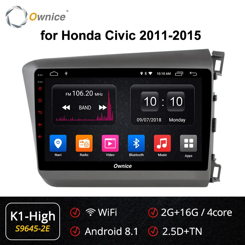 Ownice, Android 9,0, 8 ядер, 4 Гб ОЗУ, 64 Гб ПЗУ, k3, k5, k6, автомобильный Радио плеер, gps для Honda Civic, 2011-, 4G, LTE, SPDIF 360, Pano ram - Цвет: S9645-2 K1-High