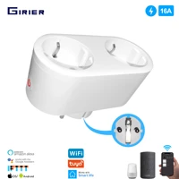 16a eu smart wifi dual socket with power monitor timing voice tuya app remote control smart plug support google assistant alexa
