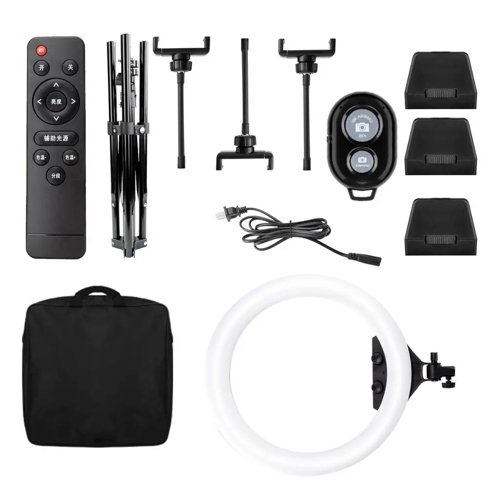 

18 inch LED Ring Light Selfie Light Ring Lamp Big Photography Ringlight with 2M Tripod / Remote / Bag for Tik Tok Youtube Makeup