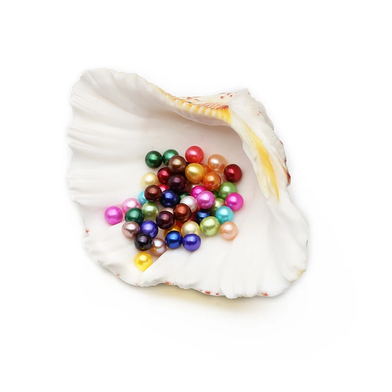 Real 6-8mm Natural Colorful Freshwater Pearls,Fine High Luster Round Pearl Beads Jewelry,Oyster Pearl DIY Accessory