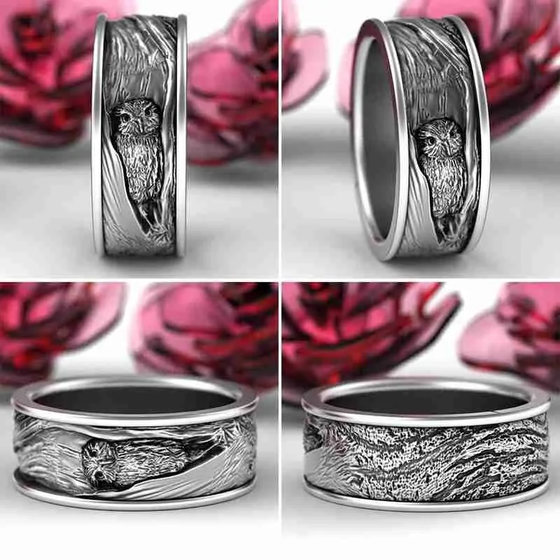 Новинка кольцо с совой панк серебряный цвет голова волка мужские вечерние кольца