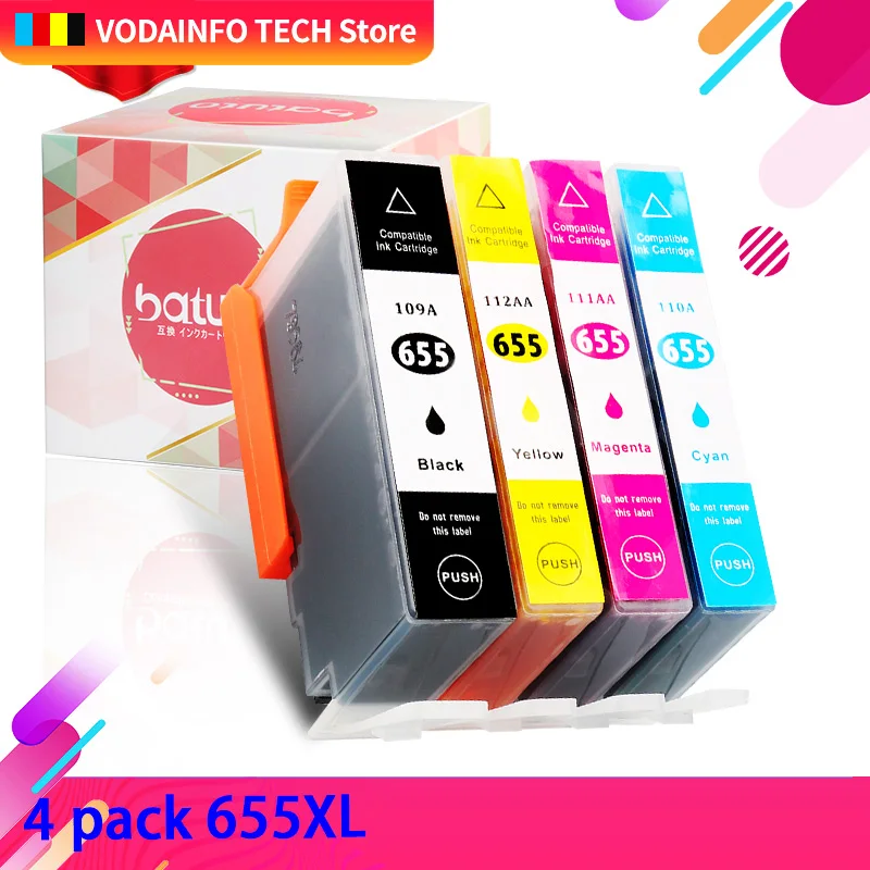 Картридж с чернилами для HP 655 hp Deskjet 3525 4615 4625 5525 6520 6525 6625 4 шт.|ink cartridge|compatible ink cartridgeink