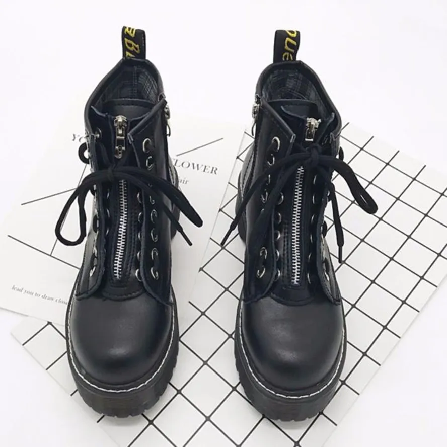 Женские ботильоны из искусственной кожи на плоской подошве с молнией