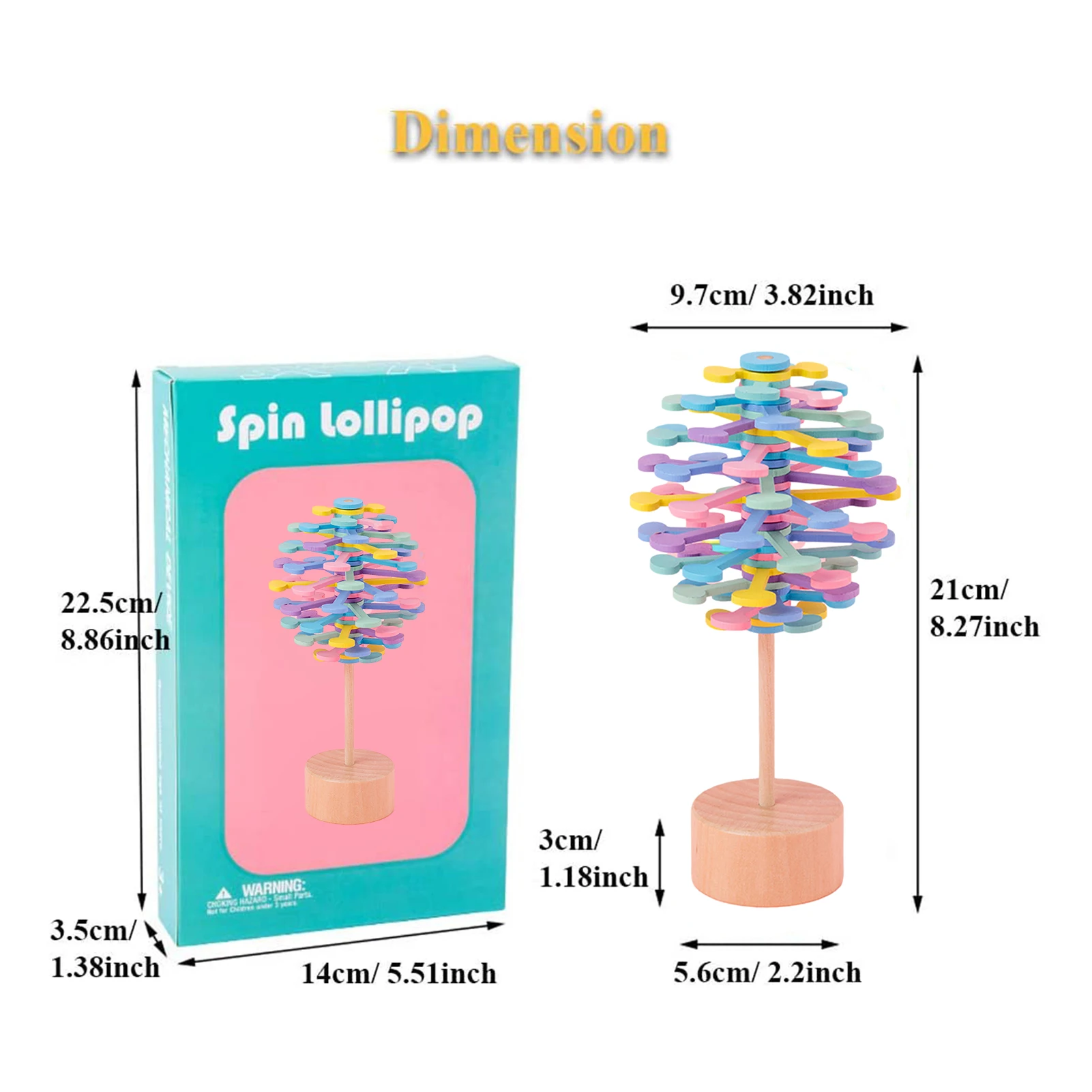 

Rotating Lollipop Stress Relief Toy Wooden Helicone Lollipopter Ro-Lollipop Home Office Decoration Pressure Reducing Device
