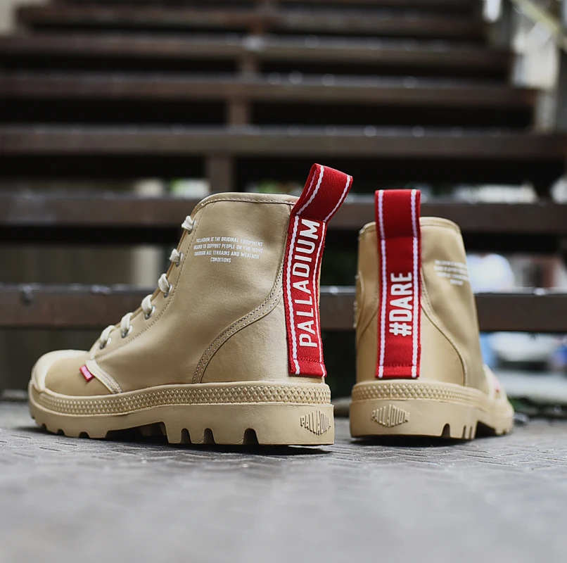 Новинка года; оригинальные модные мужские военные полуботинки PALLADIUM с высоким берцем; удобные кроссовки; мужская повседневная обувь; размеры 40-45