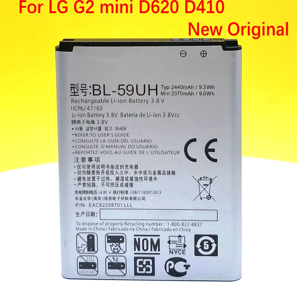 

Новый оригинальный аккумулятор для LG G2 mini D618 D620 D620R D620K D410 D315 F70, новый аккумулятор 2440 мАч