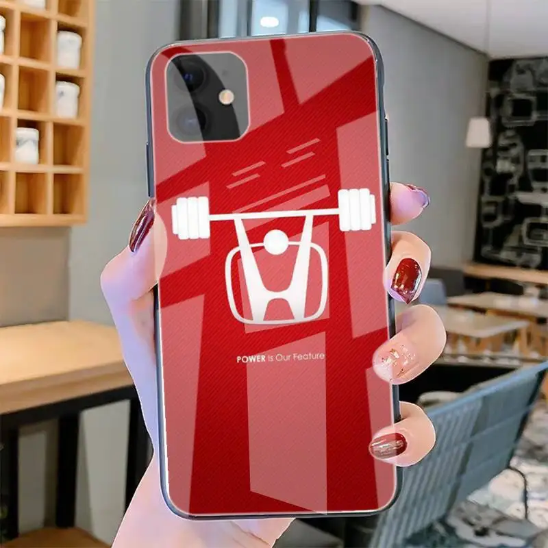 

Car Brand Shell For Honda Phone Case Tempered Glass For Iphone6plus 6S 7 7plus 8 X XS XSmax XR 11 12 Pro Max 12mini