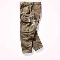 american retro military style large pocket work clothes mens elastic waist loose casual pants