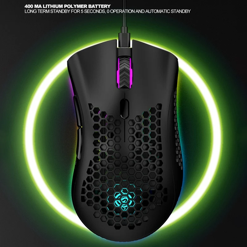 

BM600 Wireless Mouse Portable 2.4GHz 1600 DPI Rechargeable RGB Backlit Wireless Gaming Mouse with USB Receiver