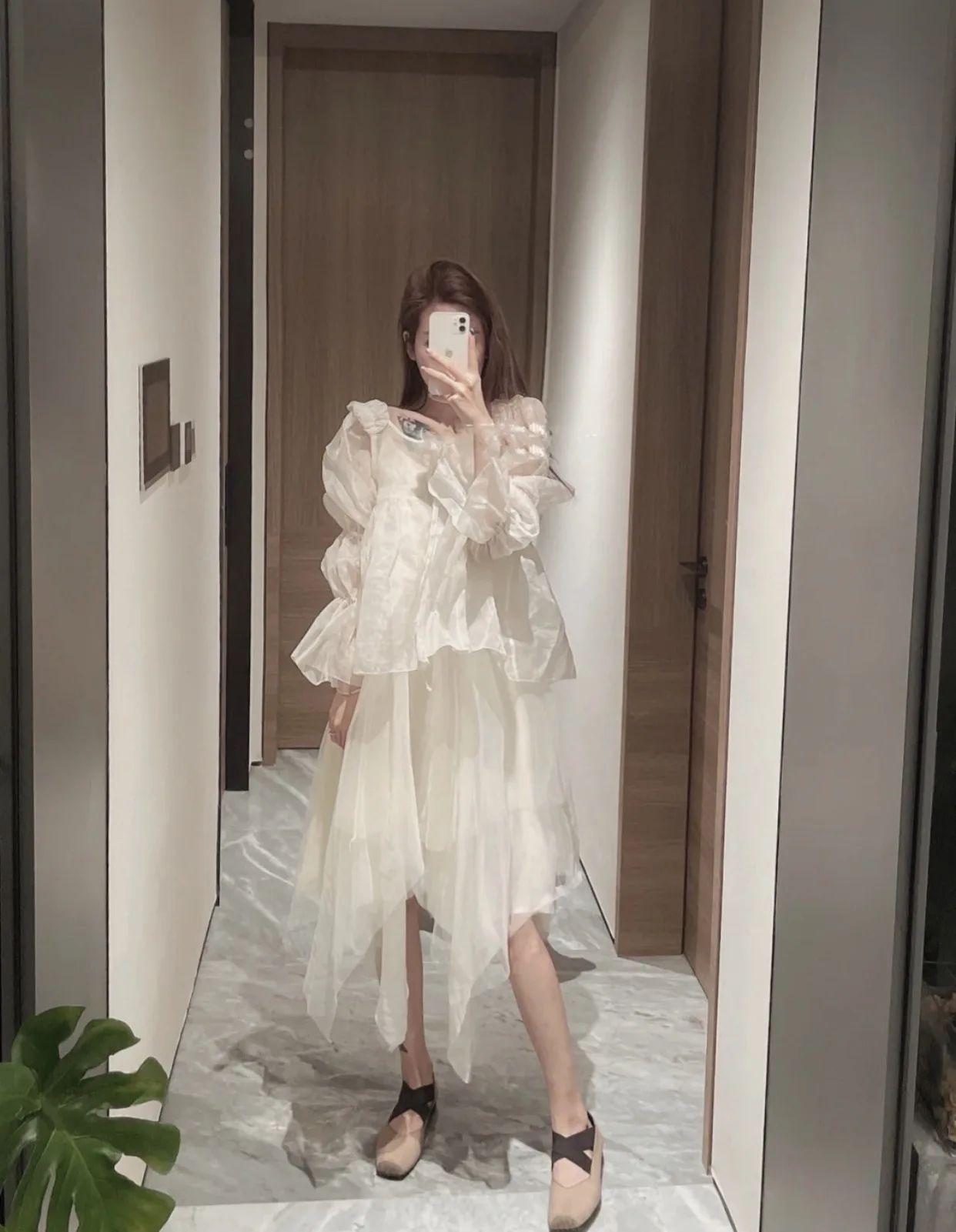 

dark fairy ATA silk jacquard silk ribbon lace shirt perspective blouse