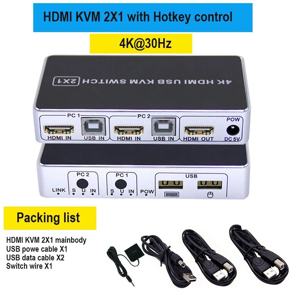 Коммутатор 4K KVM HDMI-совместимый HD USB коммутатор 4-портовый сплиттер 2 порта |