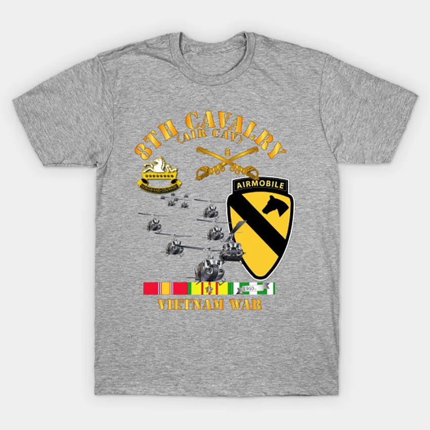 Кавалерия 8th (Air Cav) 1 я кавалерия w SVC футболка Air Cav W Svc война Вьетнам|Мужские