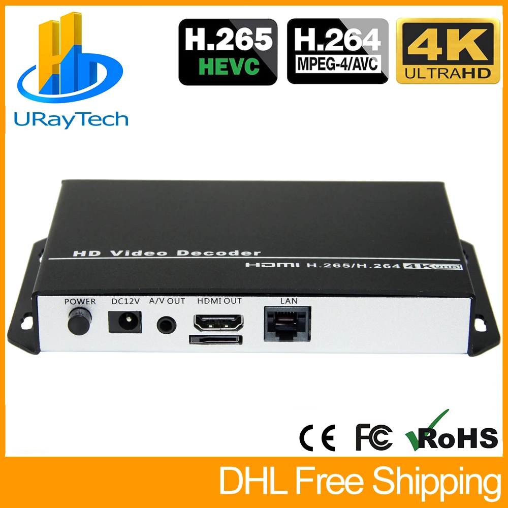 

URay H.265 H.264 1080P HD Video Decoder HDMI + AV /RCA Decoder IP Camera Decoder Support RTSP UDP HLS RTMP HTTP Decode