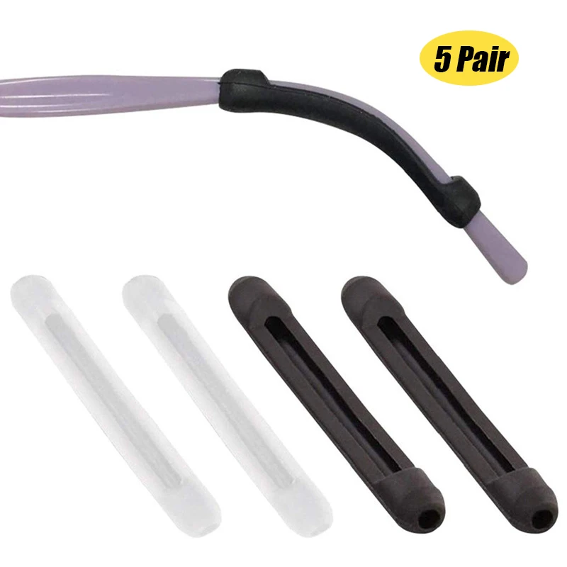 

5 pair Silicone Eyeglass Non-Slip Ear Hook Anti-Slip Elastic Comfort Glasses Retainers for Spectacle Sunglasses Reading Glasses