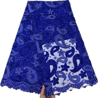 royal blue african lace fabric 2021 high quality nigerian wedding sequins embroidery french net lace fabric for sewing clothes