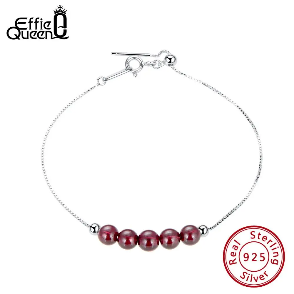Effie Queen 925 Серебряные женские браслеты с бусинами Красный Розовый натуральный
