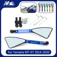 for yamaha mt 07 mt07 2014 2020 universal motorcycle accessories cnc aluminum blue lens rear view side mirror laser logomt 07