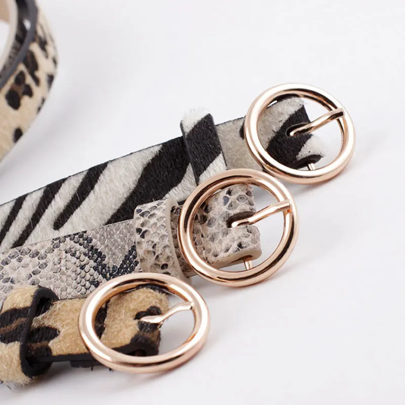 Fashion Leopard Snake Zebra Print Waistband Women Thin Waist Belt PU Leather Gold Ring Buckle Belts For Ladies Accessories | Аксессуары
