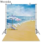 Фон для студийной фотосъемки с изображением летних Гавайских каникул пляжного кресла голубого неба облаков морской волны масляной живописи