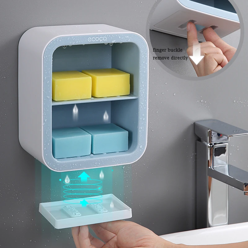 Двухслойная полка для слива мыла настенная стойка на присоске хранения в ванной