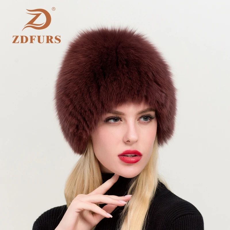 Женская зимняя шапка ZDFURS * из натурального Лисьего меха эластичная теплая мягкая